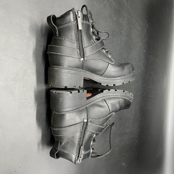 Harley Davidson Womens Size 6M Tegan Lace Up Leather Boots D84424 Black - Picture 11 of 15